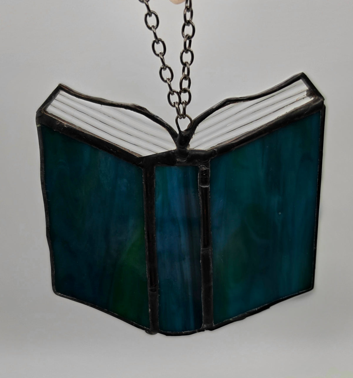 Mini Stained Glass Book-Blue/Green Whispy