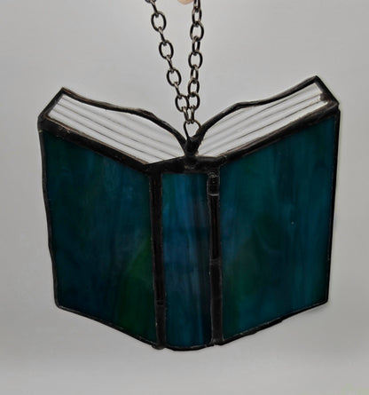Mini Stained Glass Book-Blue/Green Whispy