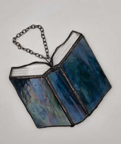 Mini Stained Glass Book-Blue/Green Whispy